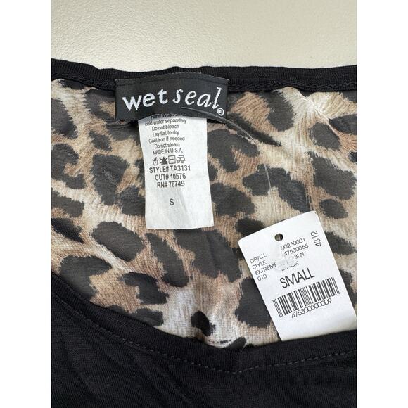 Vintage Wet Seal Cheetah Bedazzled Women’s Top Size S High Low Y2K Millennial - Picture 5 of 13